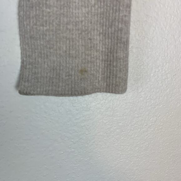 Monrow Sweater Women Medium Rib Henley Stretch Neutral Side Slits Preppy Classic - Picture 2 of 9